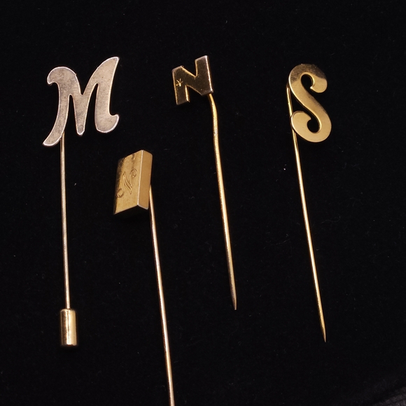 Gold and Silver Initial Lapel Pins - Picture 2 of 7